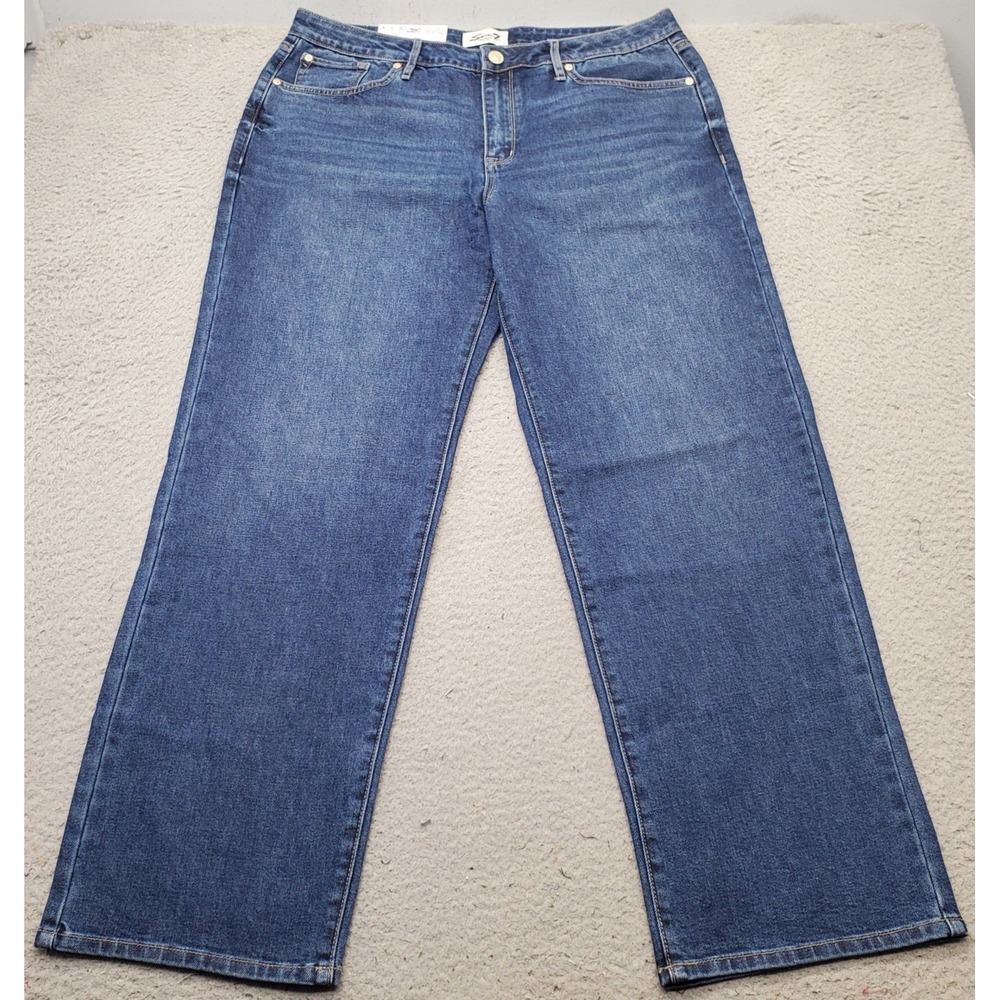 Seven7 Jeans Womens‎ 12 Blue Denim Stretch Loose Fit Boho High Rise Straight Leg